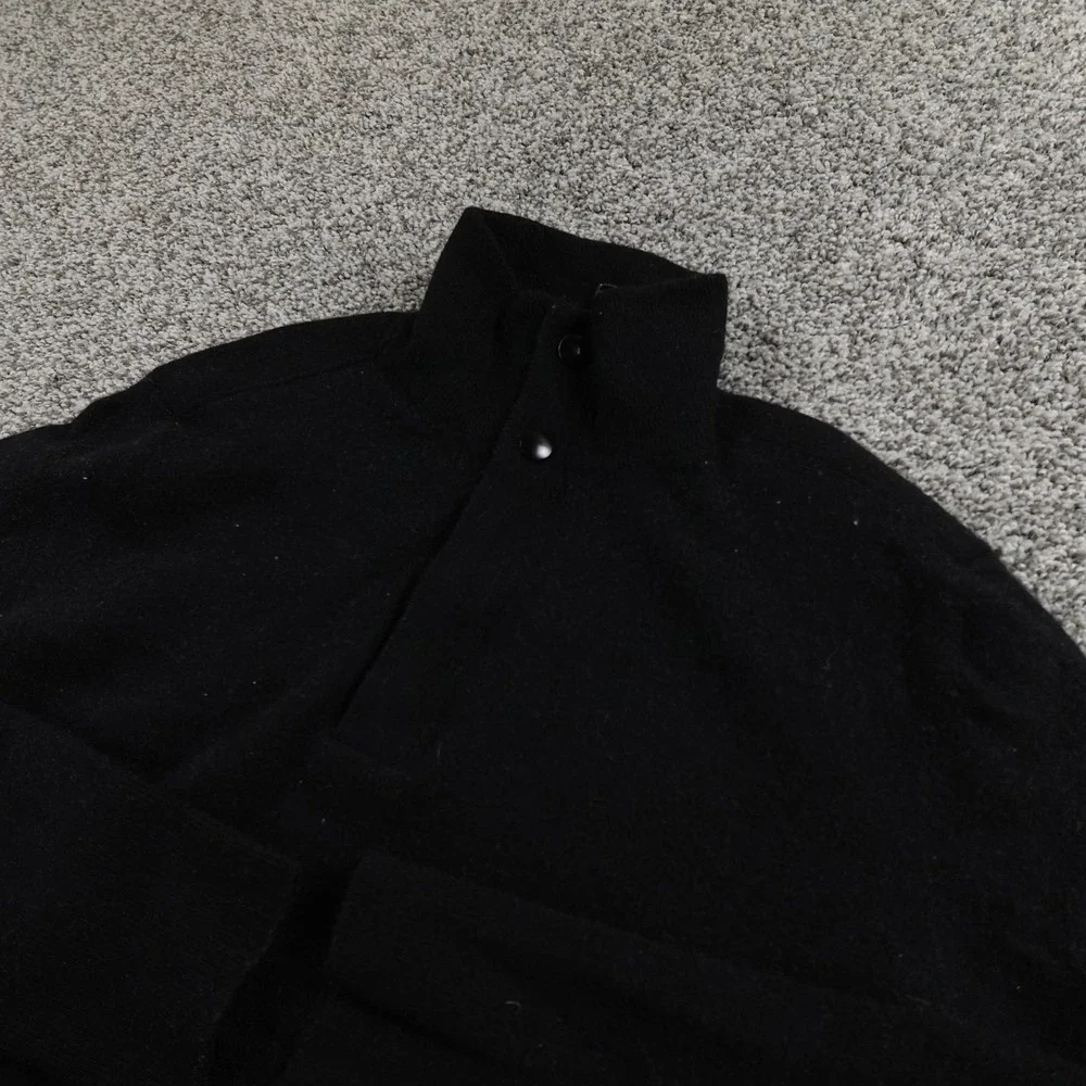 Banana Republic Sweater Mens M Black Merino Wool Mock Neck Pullover 1/4 Zip Snap